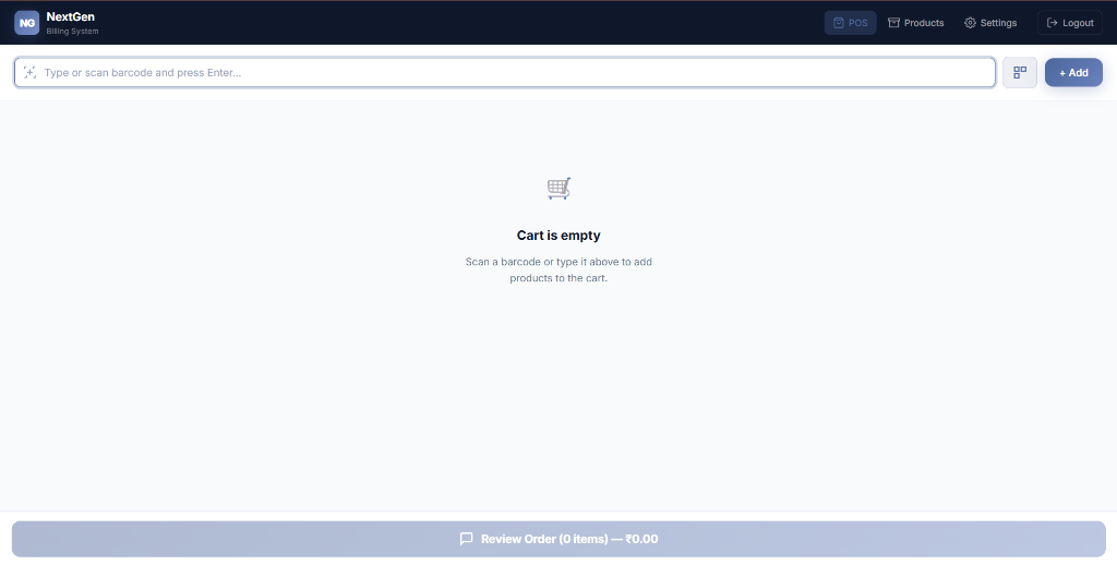 NextGen Billing System POS Dashboard