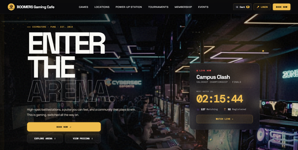 Boomers Gaming Website Mockup