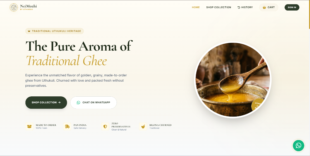 Neimozhi Traditional Ghee E-commerce Mockup